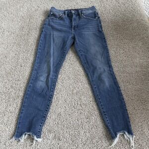 Lucky Brand Bridgette High Rise Skinny Jeans Womens 2/26 Ankle Frayed Blue Denim